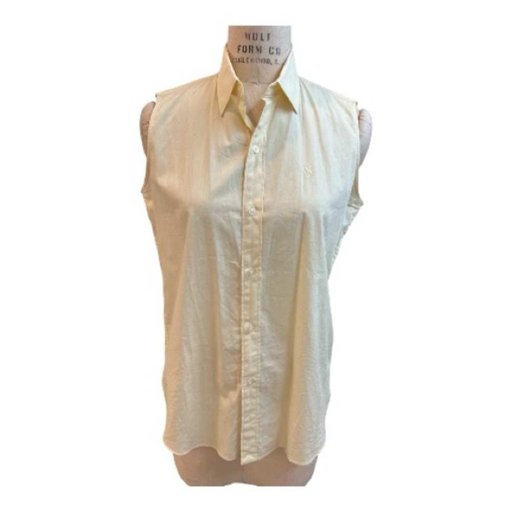 Vintage Ralph Lauren sport Women's yellow Sleeveless shirt. 90’s size 10